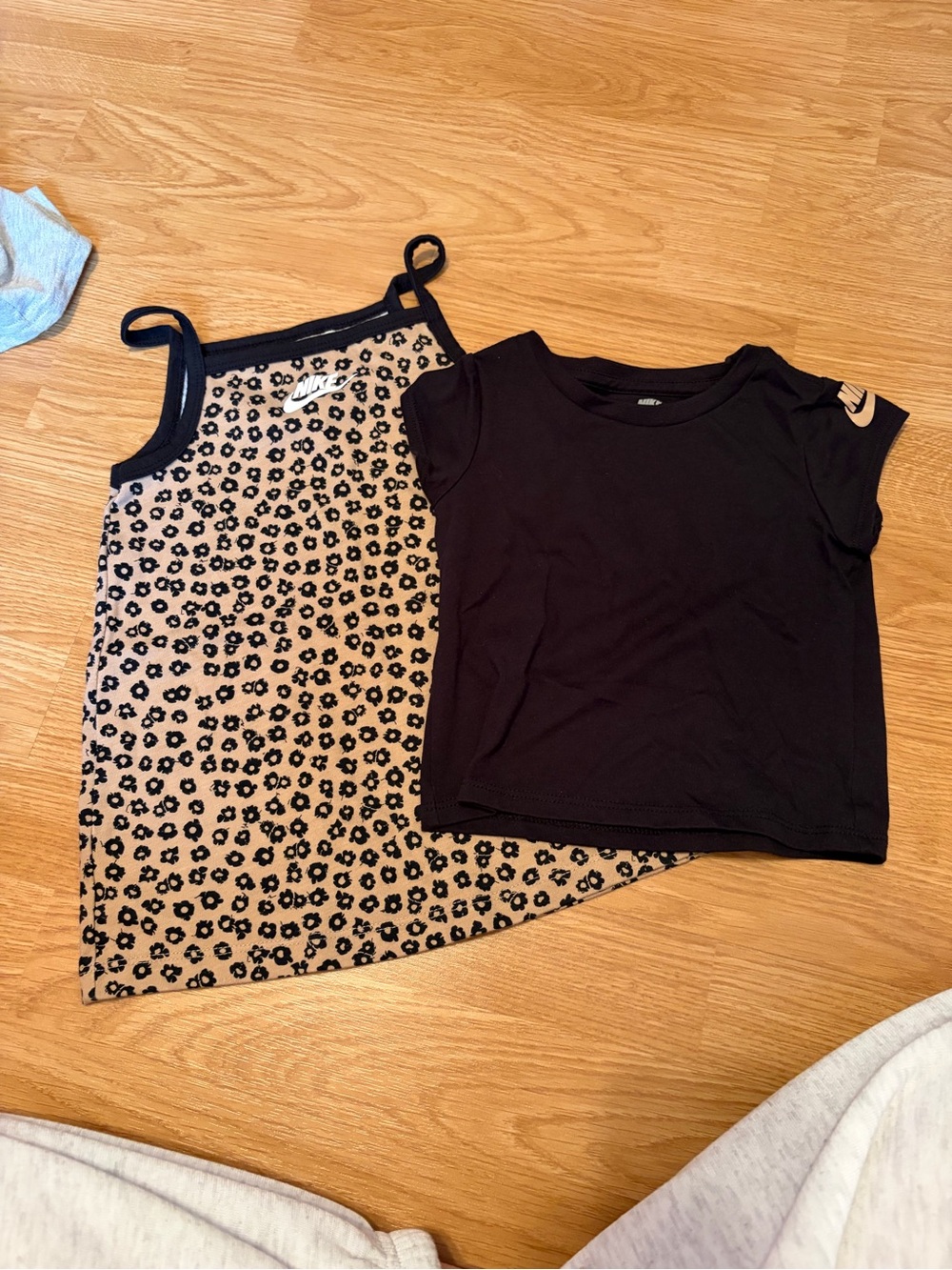 Nike Girls' Black Tee with Beige and Black Floral Tank